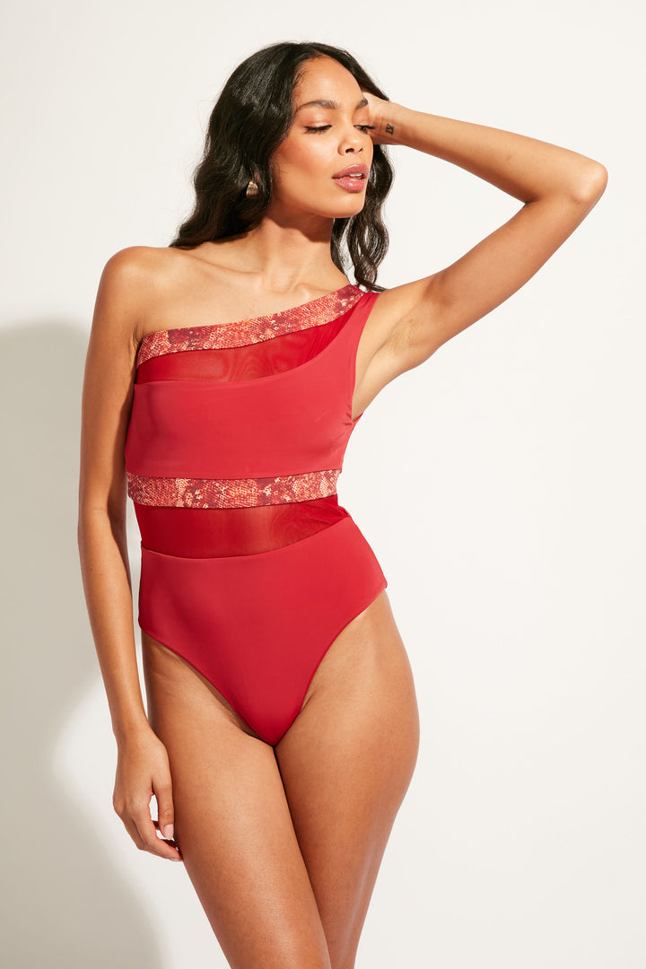 Classic One Piece Coral Red – KAMPOS